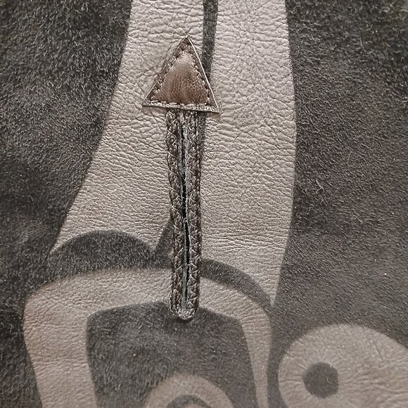 Black Shearling Keyhole Scarf with Inuit Eagle Motif (NWOT) - Picture 3 of 5